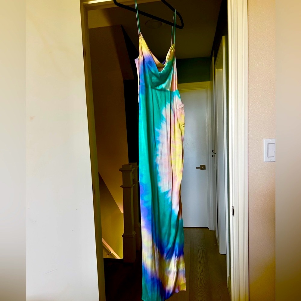 Silk Retrofete Multicolor Tie-Dye Maxi Slip Dress - Picture 3 of 14